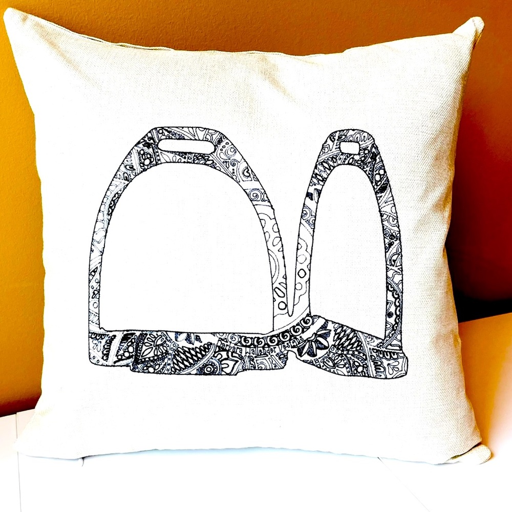 NWT!! The Pillow Paddock Equestrian Irons throw pillow cover only, beige linen